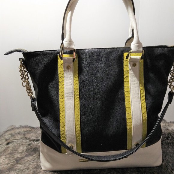 Steve Madden Medium Tri-Color Zip Top Tote - Picture 1 of 11